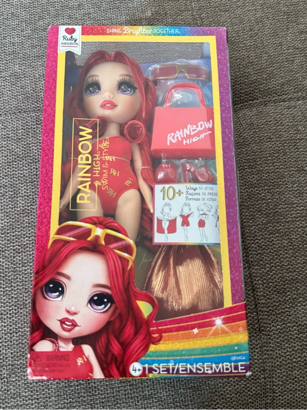 Rainbow High Ruby Anderson Swim & Style  11” Doll Removable Clothes Accessories
